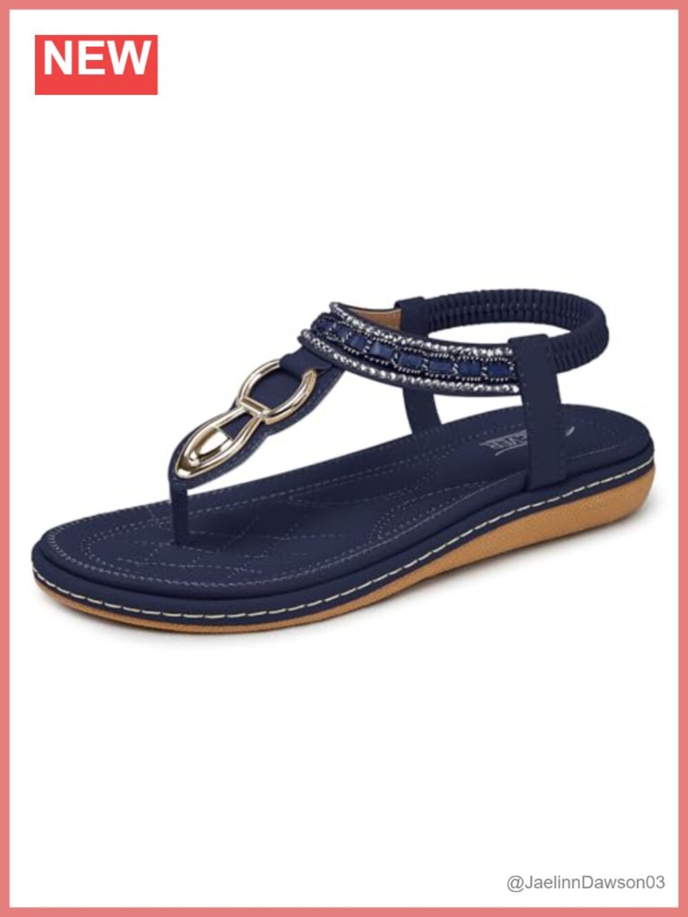 Flat Sandals with Elastic Ankle Strap - Bohemian Slip On Thong Shoes